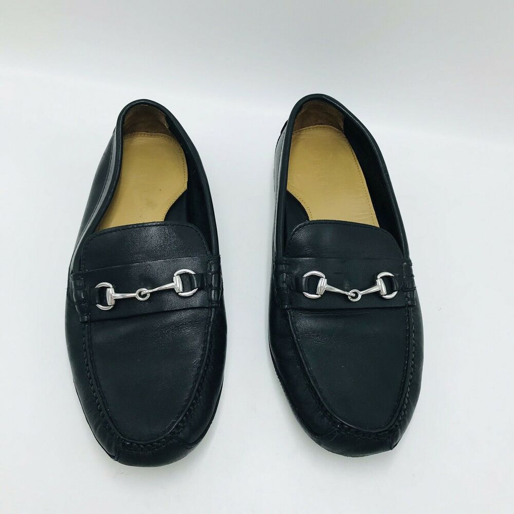 Cole Haan Men's 9.5M Driving Loafers Black Leather Silver Horsebit